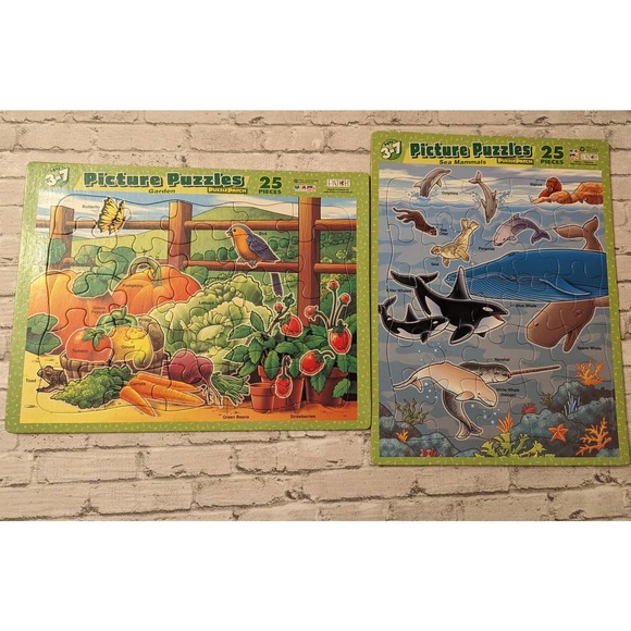 Two Kids Puzzles -Whales/Sea Life & Garden - Picture 1 of 6
